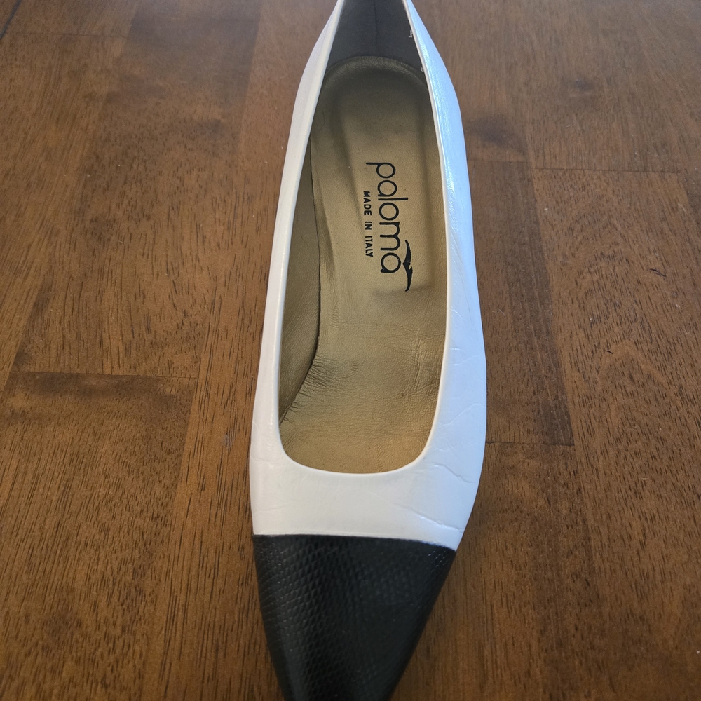 BALLY Black and White Leather Heels - Picture 2 of 6